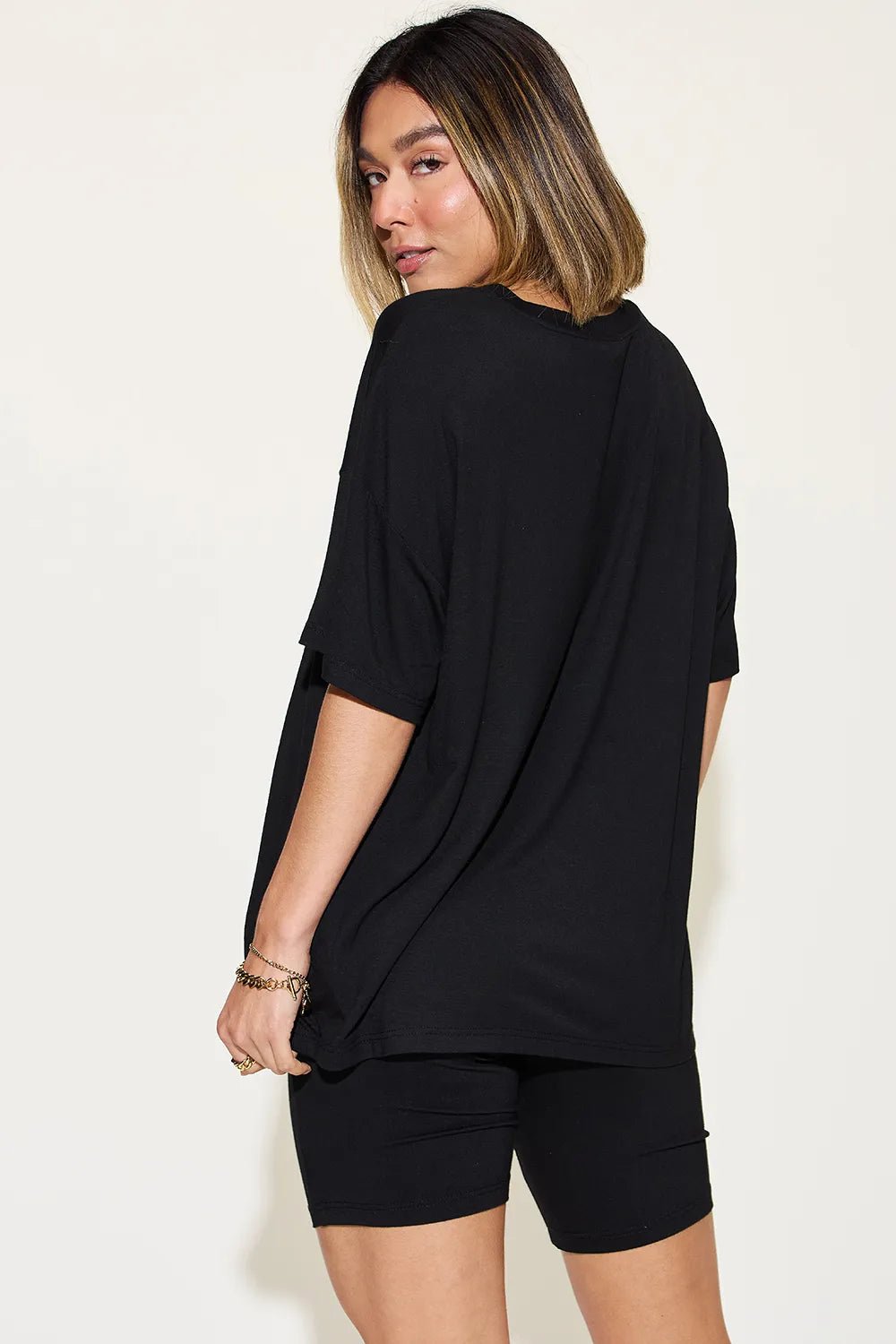 Women Women’s Lounge Set Everyday Relaxed V - Neck Lounge Set – Soft Two - Piece T-Shirt & Shorts Outfit (S - 3XL) casual outfit boutique fashion - BespokeX Wear