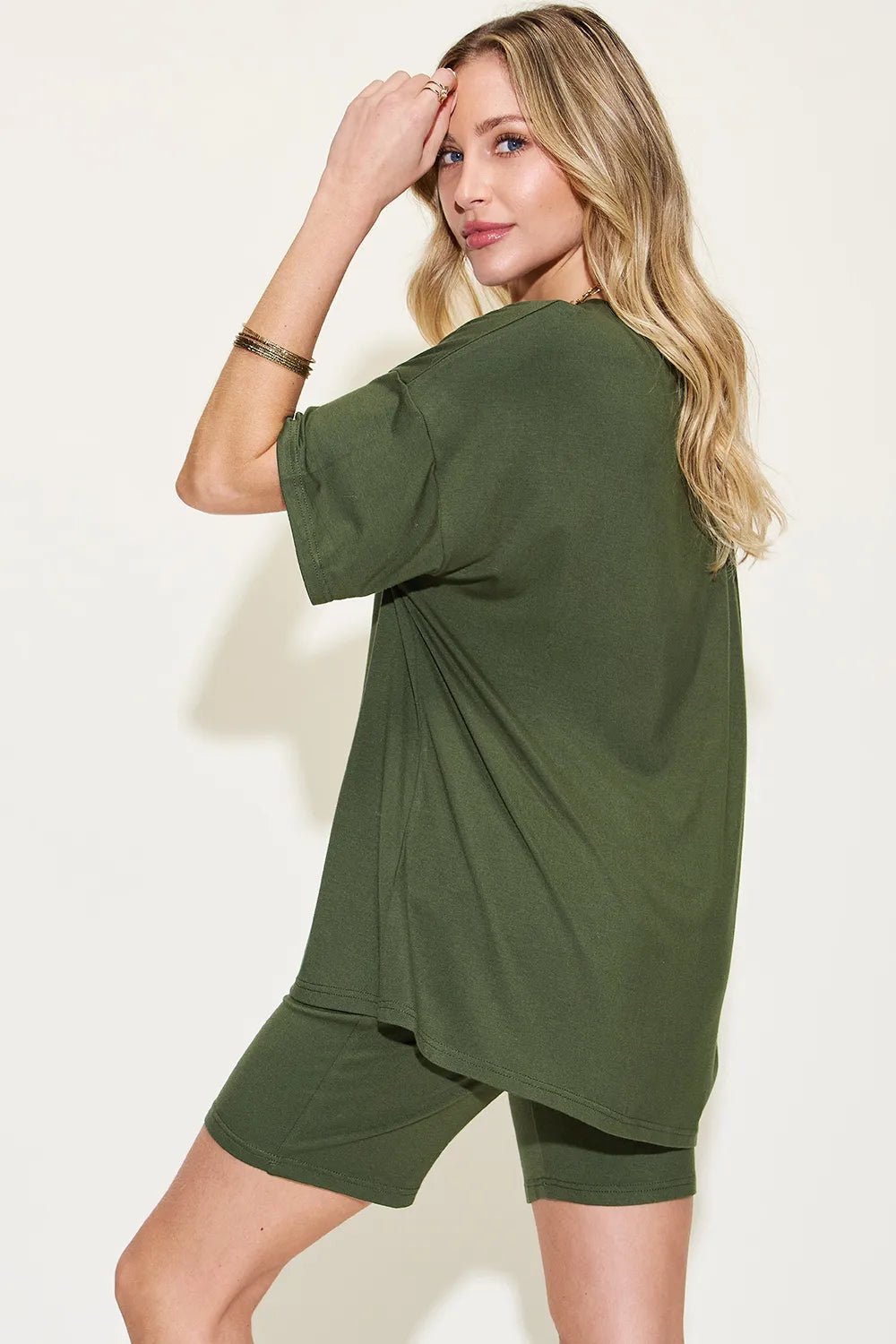 Women Women’s Lounge Set Everyday Relaxed V - Neck Lounge Set – Soft Two - Piece T-Shirt & Shorts Outfit (S - 3XL) casual outfit boutique fashion - BespokeX Wear