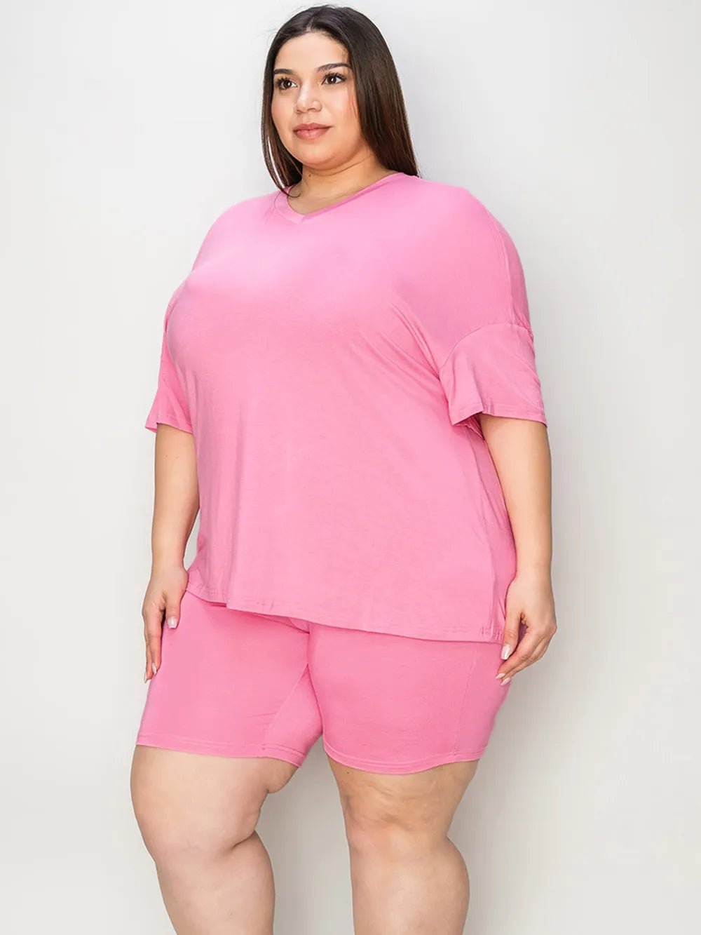 Women Women’s Lounge Set Everyday Relaxed V - Neck Lounge Set – Soft Two - Piece T-Shirt & Shorts Outfit (S - 3XL) casual outfit boutique fashion - BespokeX Wear