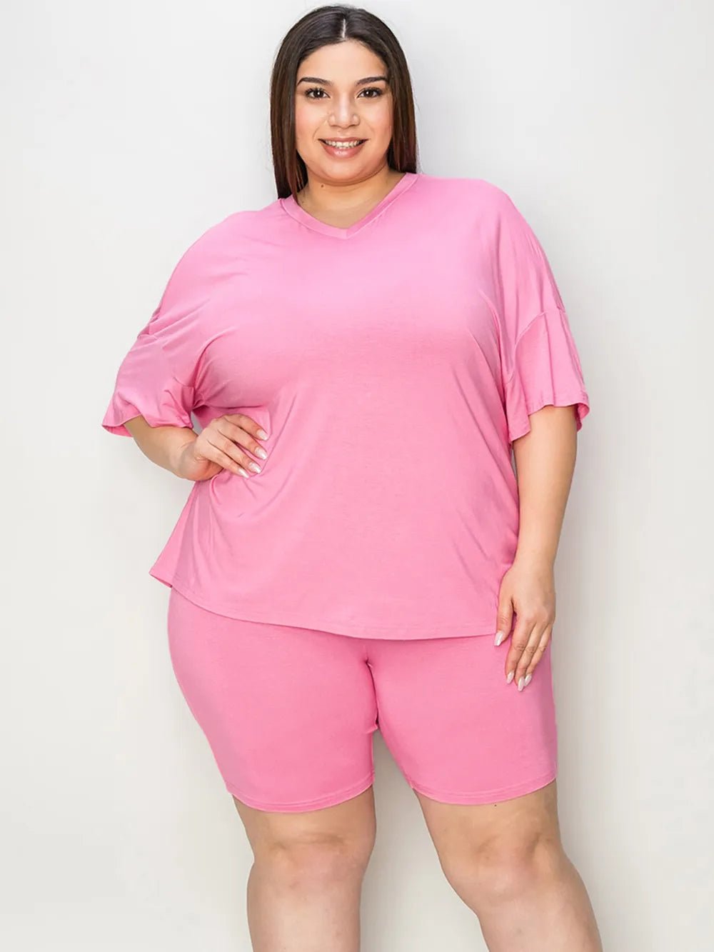 Women Women’s Lounge Set Everyday Relaxed V - Neck Lounge Set – Soft Two - Piece T-Shirt & Shorts Outfit (S - 3XL) casual outfit boutique fashion - BespokeX Wear