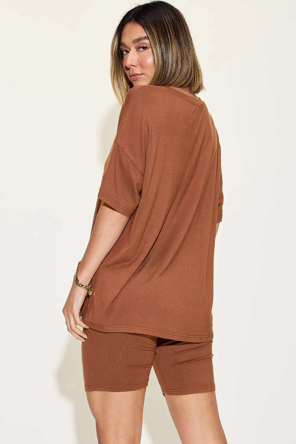 Women Women’s Lounge Set Everyday Relaxed V - Neck Lounge Set – Soft Two - Piece T-Shirt & Shorts Outfit (S - 3XL) casual outfit boutique fashion - BespokeX Wear