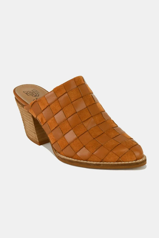 Women Women’s Mule Heels Woven Checkerboard Block Heel Mule – Chic Mid Heel Slip - On casual outfit boutique fashion - BespokeX Wear