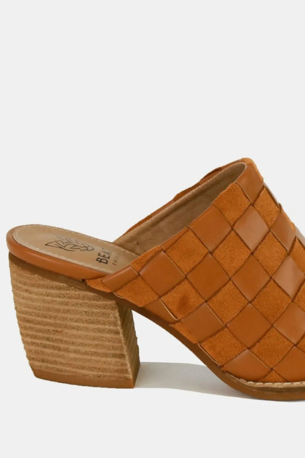 Women Women’s Mule Heels Woven Checkerboard Block Heel Mule – Chic Mid Heel Slip - On casual outfit boutique fashion - BespokeX Wear