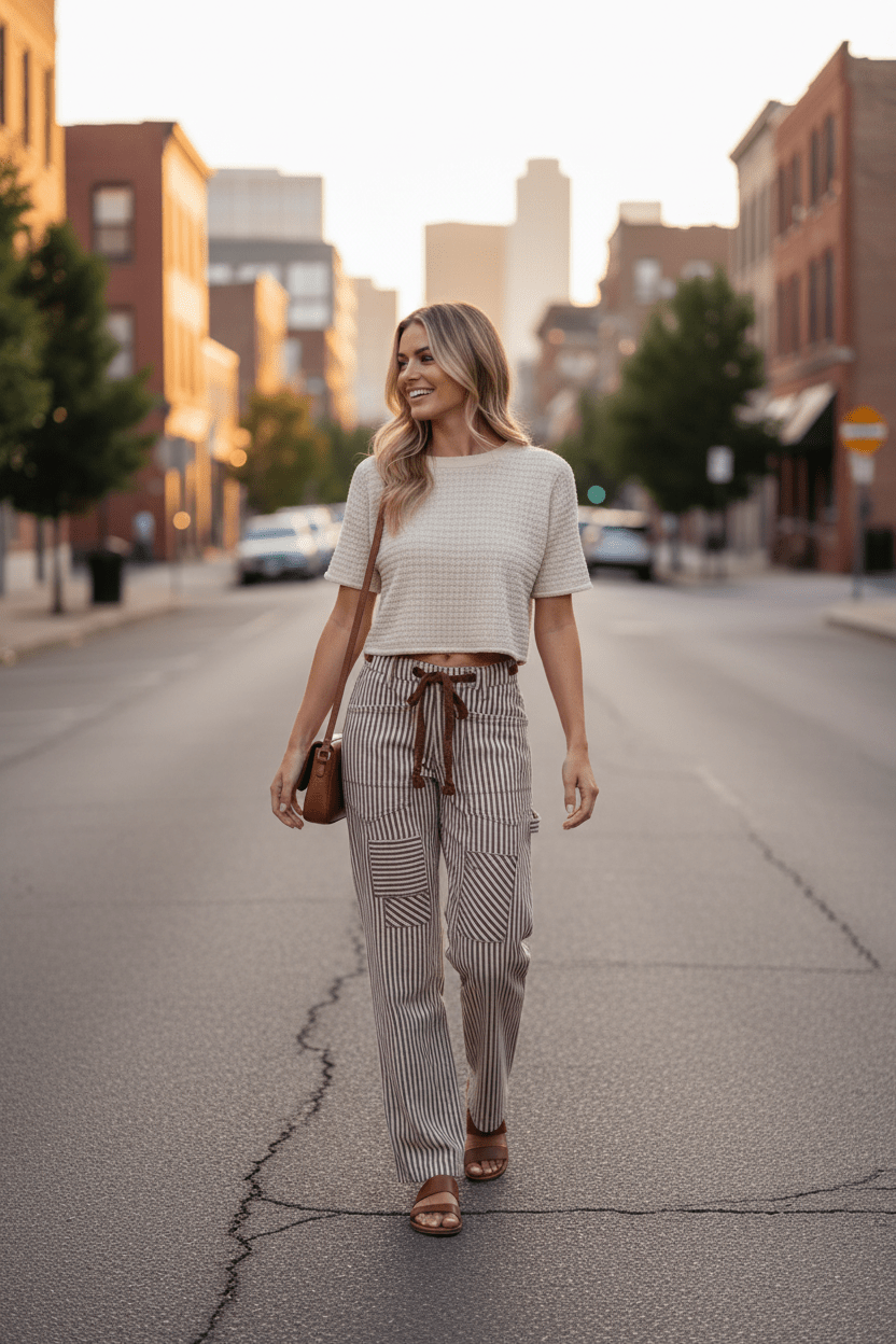 Women Women's Pants Striped Barrel Pants casual outfit boutique fashion - BespokeX Wear
