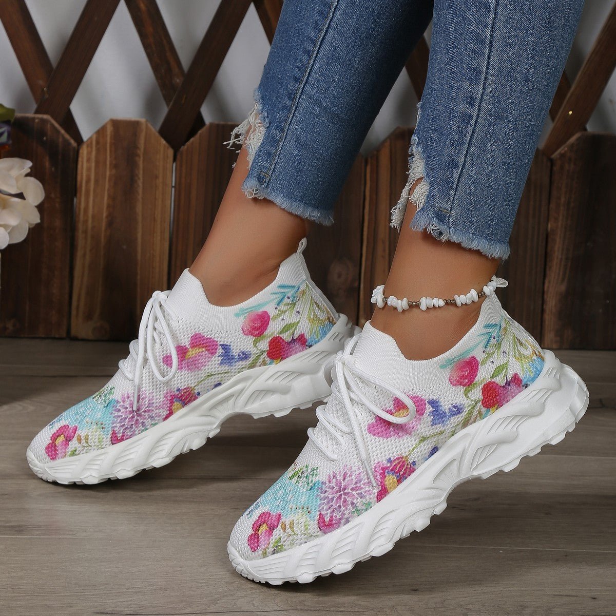 Women Womens Sneakers Women’s Floral Canvas Comfort Sneakers – Lightweight Casual Walking Everyday Shoes casual outfit boutique fashion - BespokeX Wear