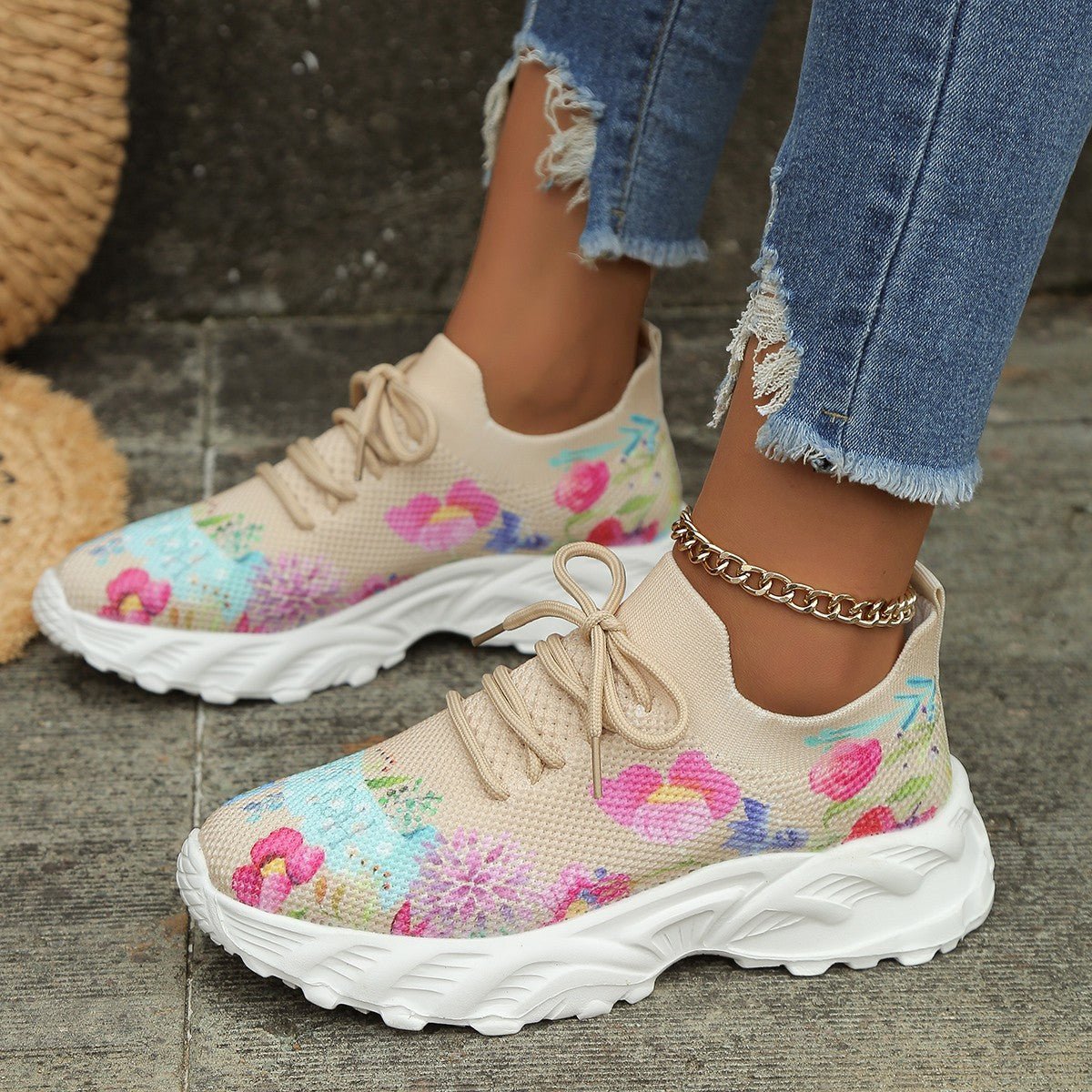 Women Womens Sneakers Women’s Floral Canvas Comfort Sneakers – Lightweight Casual Walking Everyday Shoes casual outfit boutique fashion - BespokeX Wear