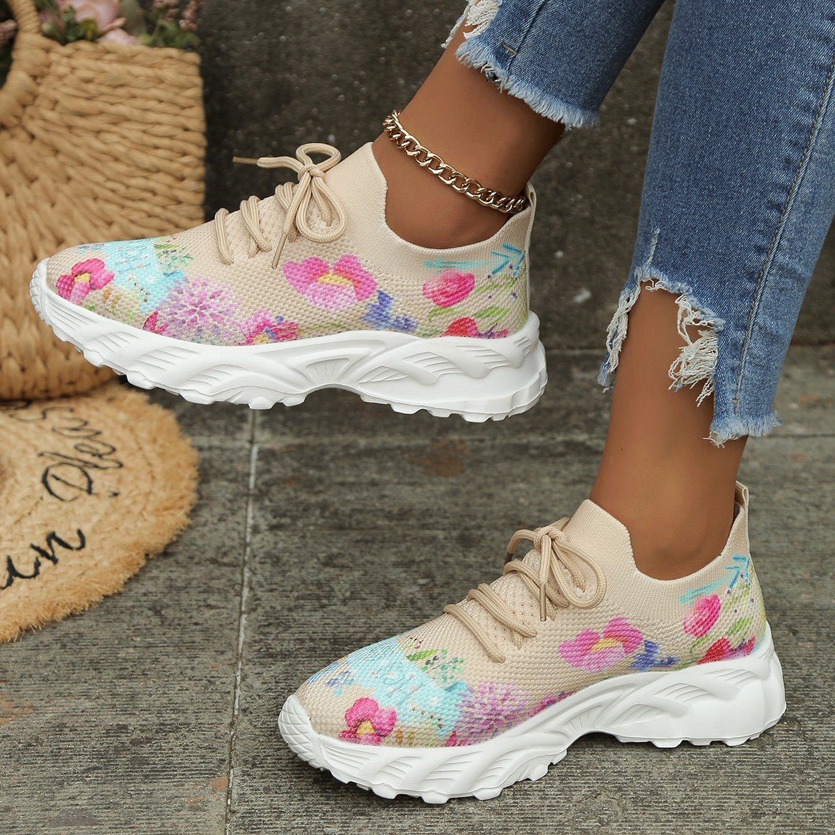 Women Womens Sneakers Women’s Floral Canvas Comfort Sneakers – Lightweight Casual Walking Everyday Shoes casual outfit boutique fashion - BespokeX Wear
