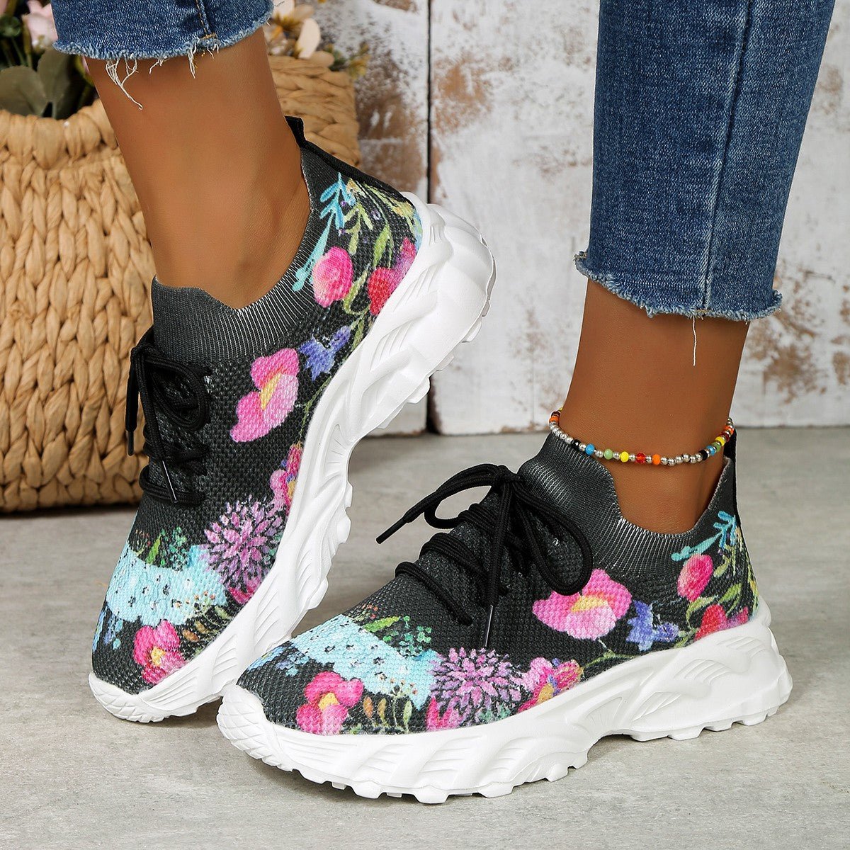Women Womens Sneakers Women’s Floral Canvas Comfort Sneakers – Lightweight Casual Walking Everyday Shoes casual outfit boutique fashion - BespokeX Wear