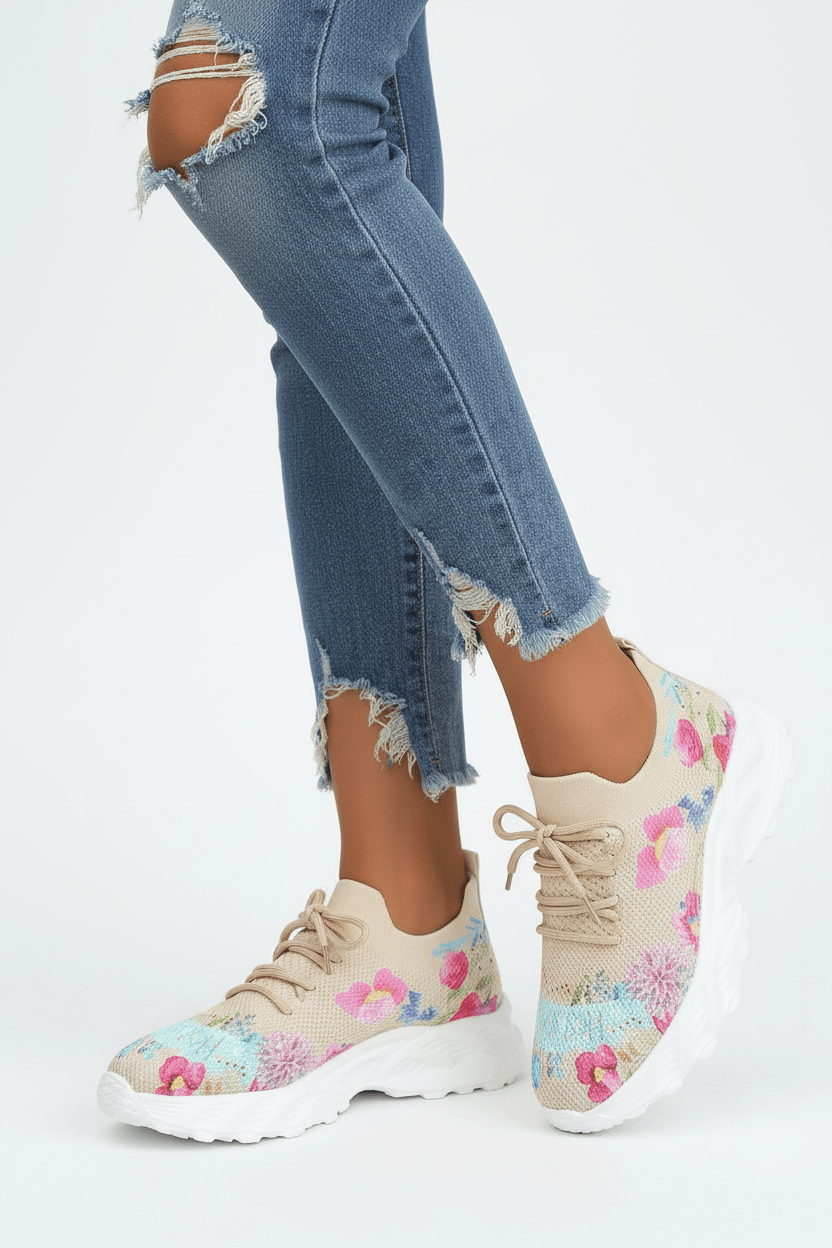 Women Womens Sneakers Women’s Floral Canvas Comfort Sneakers – Lightweight Casual Walking Everyday Shoes casual outfit boutique fashion - BespokeX Wear
