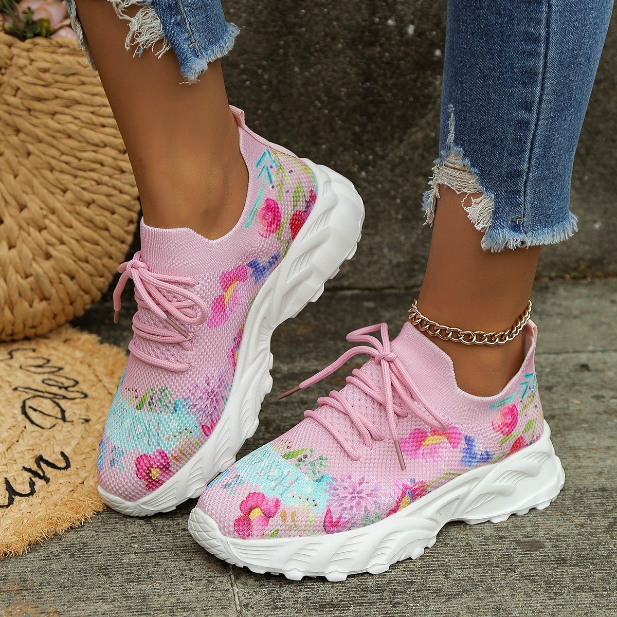 Women Womens Sneakers Women’s Floral Canvas Comfort Sneakers – Lightweight Casual Walking Everyday Shoes casual outfit boutique fashion - BespokeX Wear