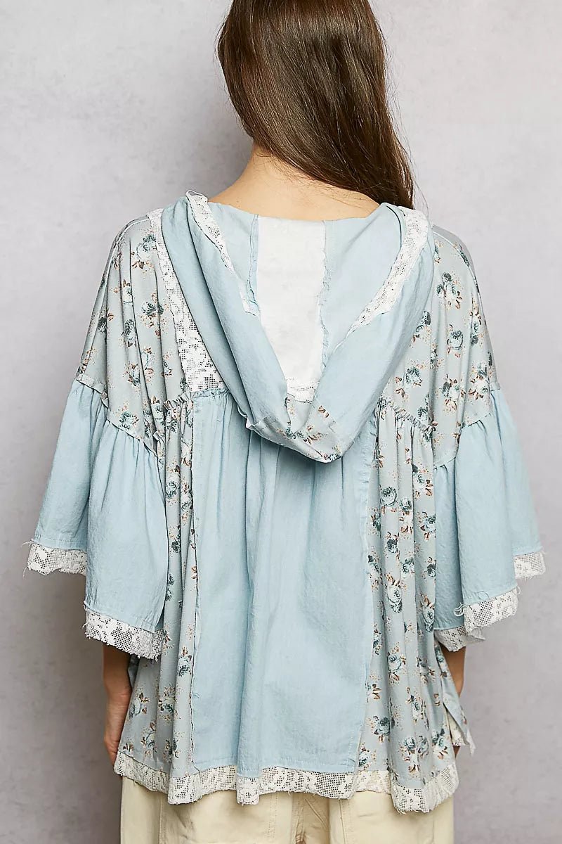 Women Women's Tops Double Gauze Floral Patch Blouse casual outfit boutique fashion - BespokeX Wear