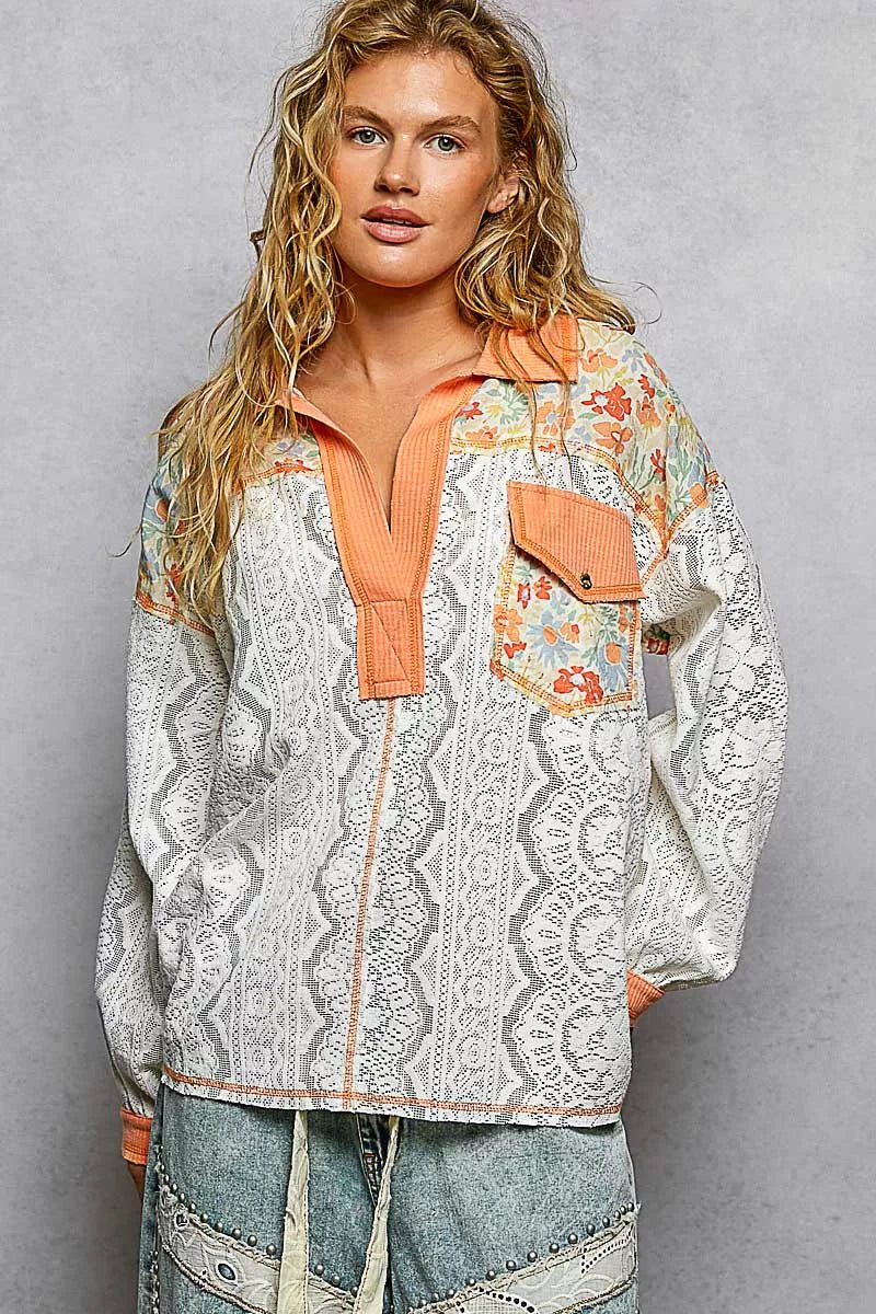Women Women's Tops Floral Lace Long Sleeve Shirt casual outfit boutique fashion - BespokeX Wear