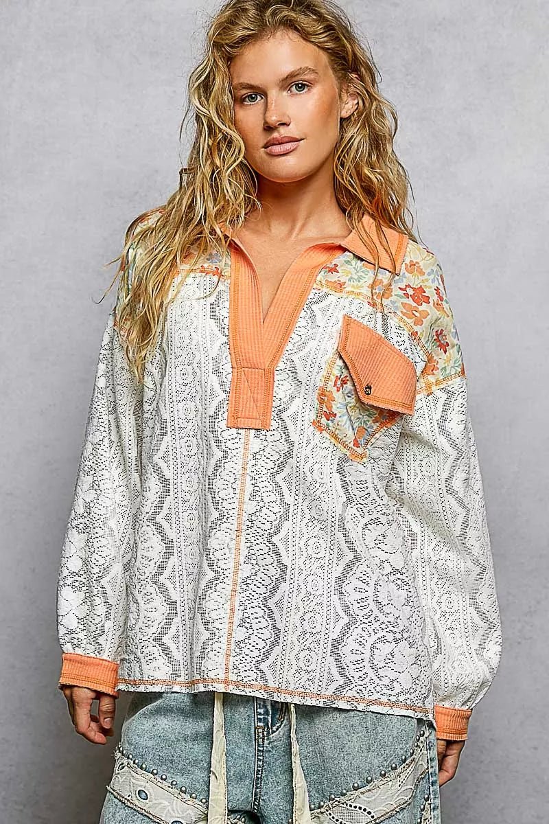 Women Women's Tops Floral Lace Long Sleeve Shirt casual outfit boutique fashion - BespokeX Wear