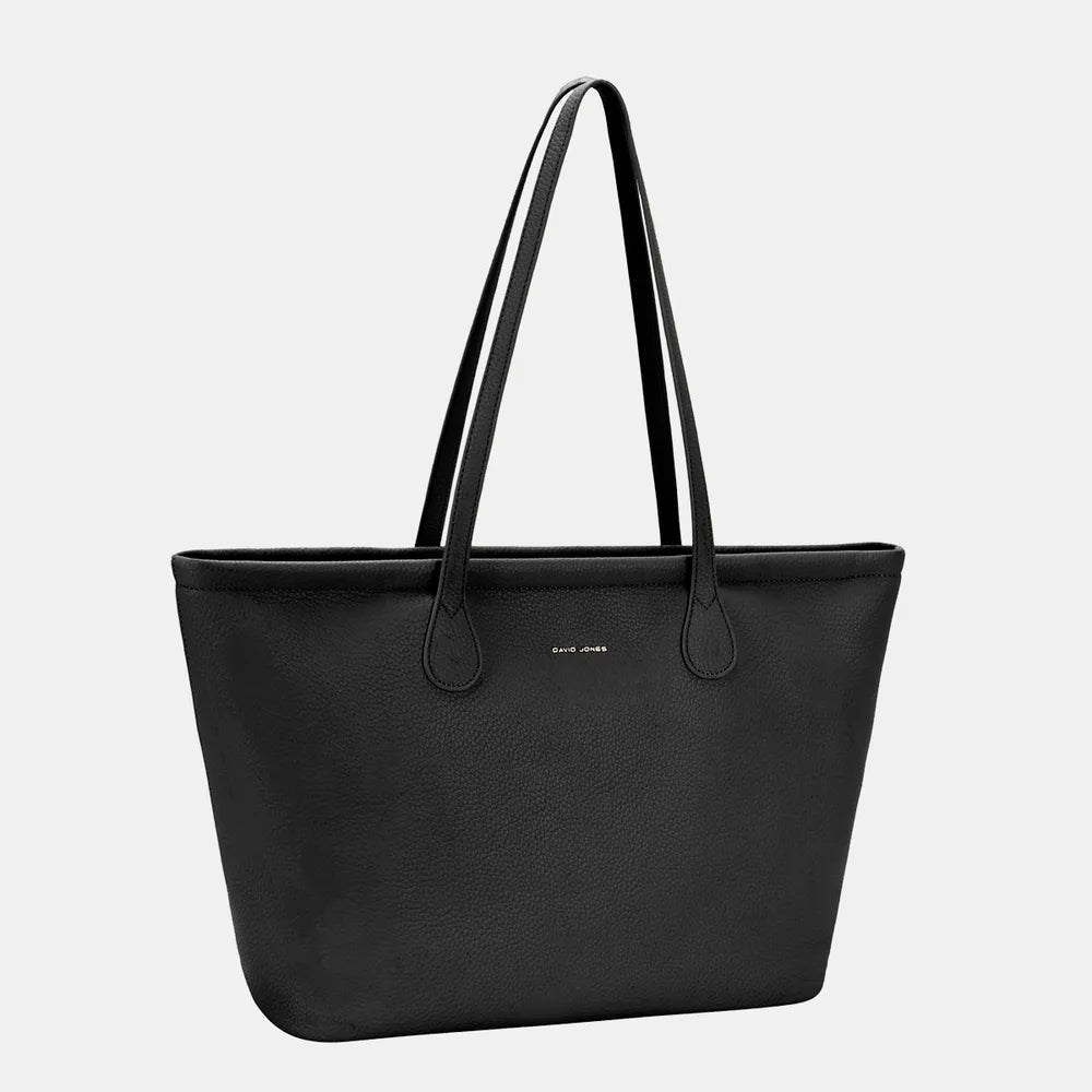 Back view of minimalist leather tote bag showing clean design