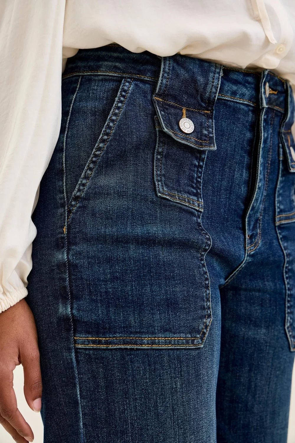 Women Women’s Wide Leg Jeans Judy Blue High Waist Wide Crop Utility Jeans – Patch Pocket Denim casual outfit boutique fashion - BespokeX Wear